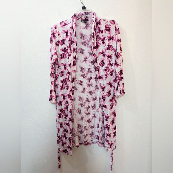 Tart Intimates Lounge Robe Purple & Pink Floral, Women's Large - Picture 1 of 6
